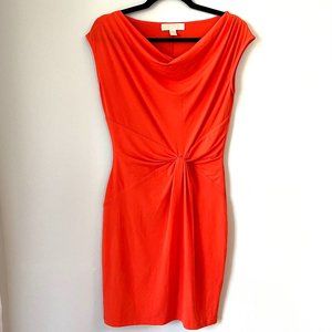 Michael Kors Twist Front Cowl Neck Sheath Dress Orange XS